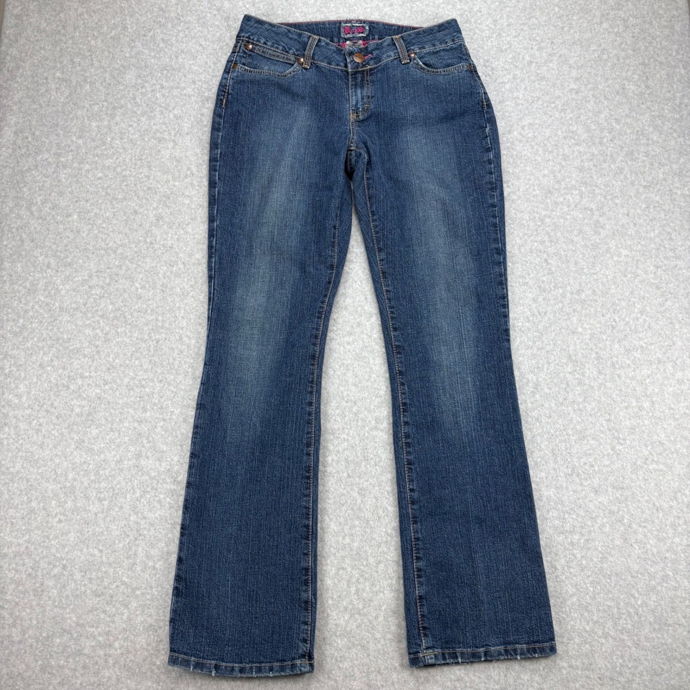 Wrangler Premium Patch Jeans Womens 7/8 Dark Wash Retro Low Rise Bootcut Stretch
